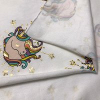 Miniatura de foto de Tela punto camiseta unicornios blanco