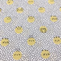 Miniatura de foto de Popelín estampado caras de gatitos amarillas y lunares