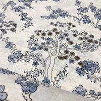 Miniatura de foto de Loneta sarga estampado flores oriental beige azul