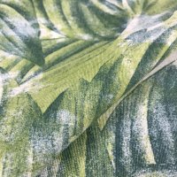 Miniatura de foto de Loneta estampado hojas verdes