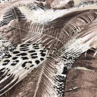 Miniatura de foto de Loneta estampado selva hojas grandes marrón