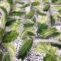 Miniatura de foto de Loneta estampado selva hojas grandes verde