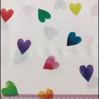 Miniatura de foto de Loneta estampado corazones de colores