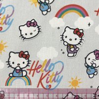 Miniatura de foto de Popelín estampado Hello Kitty fondo gris