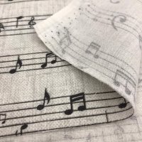 Miniatura de foto de Popelín estampado notas musicales negro