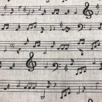 Miniatura de foto de Popelín estampado notas musicales negro