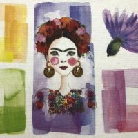 Miniatura de foto de Loneta digital Frida Kahlo multicolor