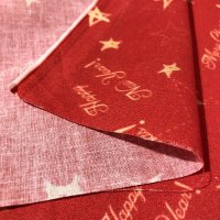 Miniatura de foto de Popelín estampado navidad estrellas y Merry Christmas rojo