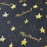 Miniatura de foto de Popelín estampado Navidad estrellas y Merry Christmas negro