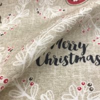 Miniatura de foto de Loneta antimanchas hidrófuga estampado Navidad renos, copos y corazones