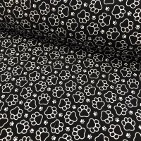 Miniatura de foto de Popelín estampado huellas negro