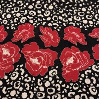 Miniatura de foto de Punto roma jacquard animal print y flores rojo, panel 103x140