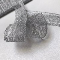 Miniatura de foto de Puntilla bolillo metalizado plata