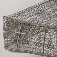 Miniatura de foto de Puntilla guipur metalizado de iglesia plata 10cm.