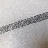 Miniatura de foto de Puntilla entredós bolillo metalizado plata