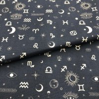 Miniatura de foto de Popelín estampado zodiaco negro