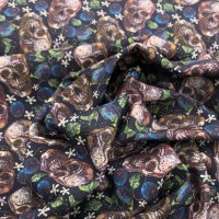Miniatura de foto de Popelín estampado calaveras bordadas