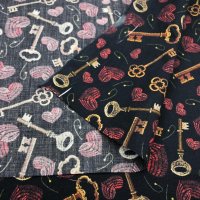 Miniatura de foto de Popelín llaves y corazones bordados
