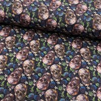 Miniatura de foto de Popelín estampado calaveras bordadas