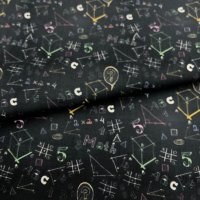 Miniatura de foto de Popelín estampado pizarra matemáticas