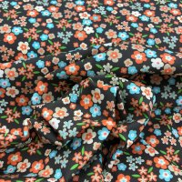 Miniatura de foto de Popelín estampado flores pequeñas marrón