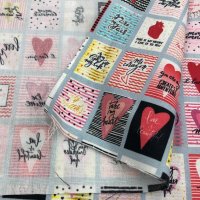 Miniatura de foto de Popelín estampado corazones tarjetas San Valentín