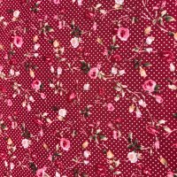 Miniatura de foto de Popelín estampado flor mini lunares rojo