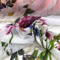 Miniatura de foto de Gasa estampado flores campestres grandes multicolor
