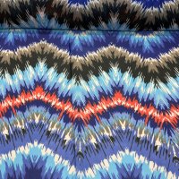 Miniatura de foto de Gasa estampado geométrico zig-zag azul