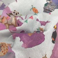 Miniatura de foto de Loneta estampado mapamundi animales