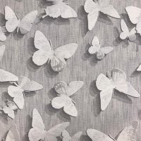 Miniatura de foto de Loneta estampada mariposas gris