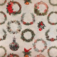 Miniatura de foto de Loneta Navidad Coronas de Adviento y petirrojos