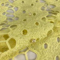 Miniatura de foto de Encaje guipur amarillo con perlas