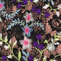 Miniatura de foto de Encaje bordado florecillas multicolor negro