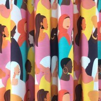 Miniatura de foto de Half panamá digital siluetas mujeres multicolor