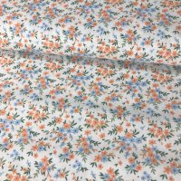 Miniatura de foto de Popelín flor liberty naranja y azul