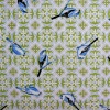 Miniatura de foto de Algodón estampado pájaros azul & figuras geométicas verde