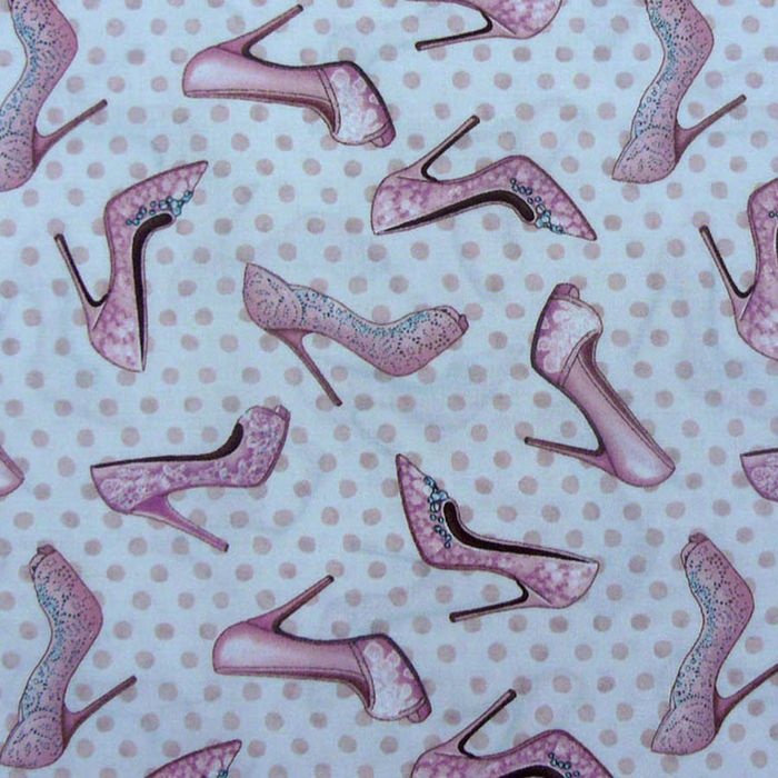 Foto de Algodón estampado zapatos y lunares rosa