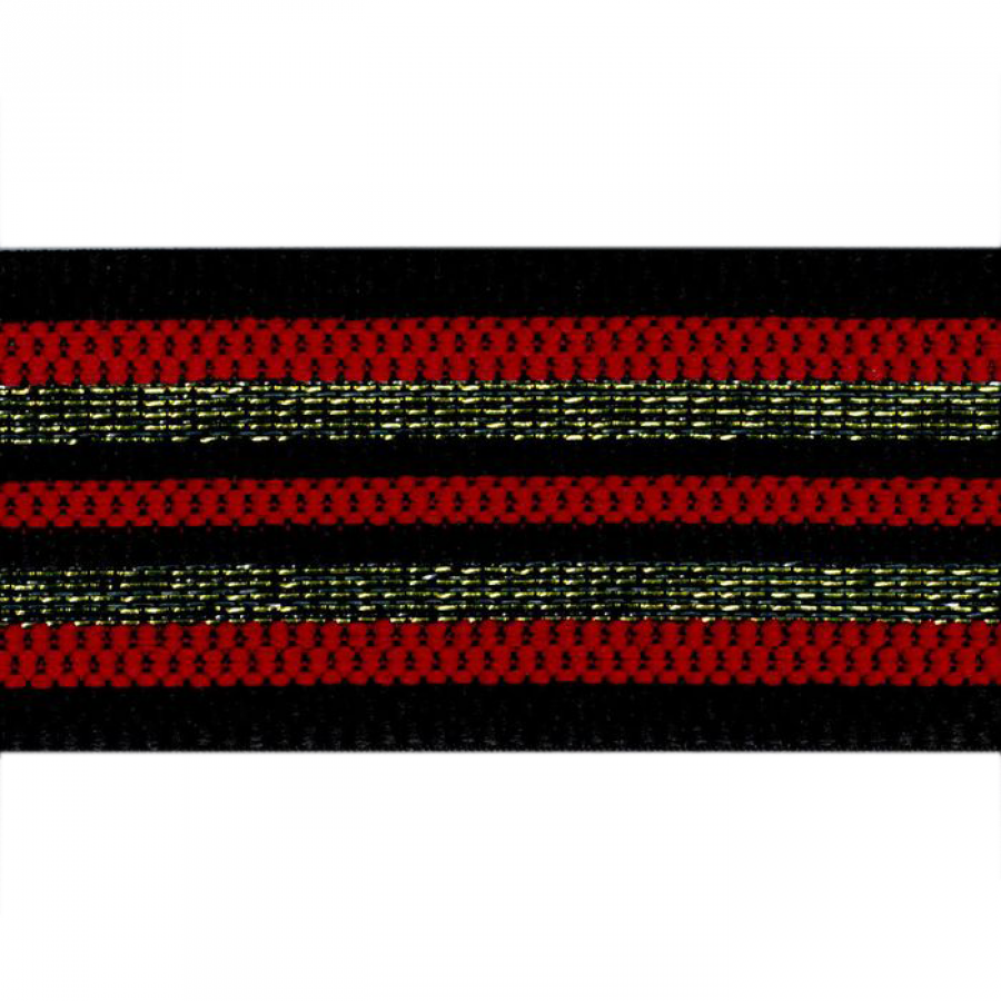 Foto de Elástico rayas lurex negro, rojo 50mm