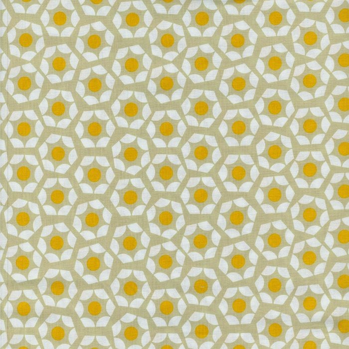 Foto de Algodón estampado hexágono beige y amarillo