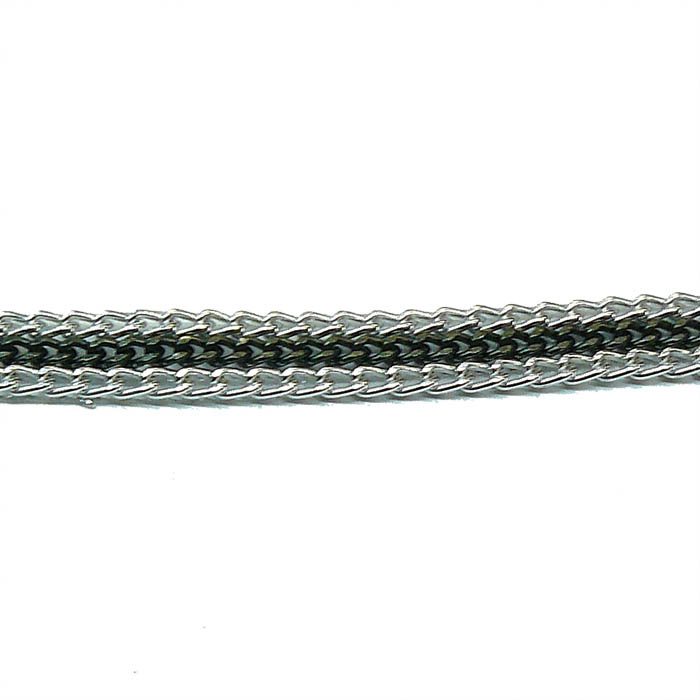 Foto de tira termoahesiva con cadenas plata y negro 12mm.