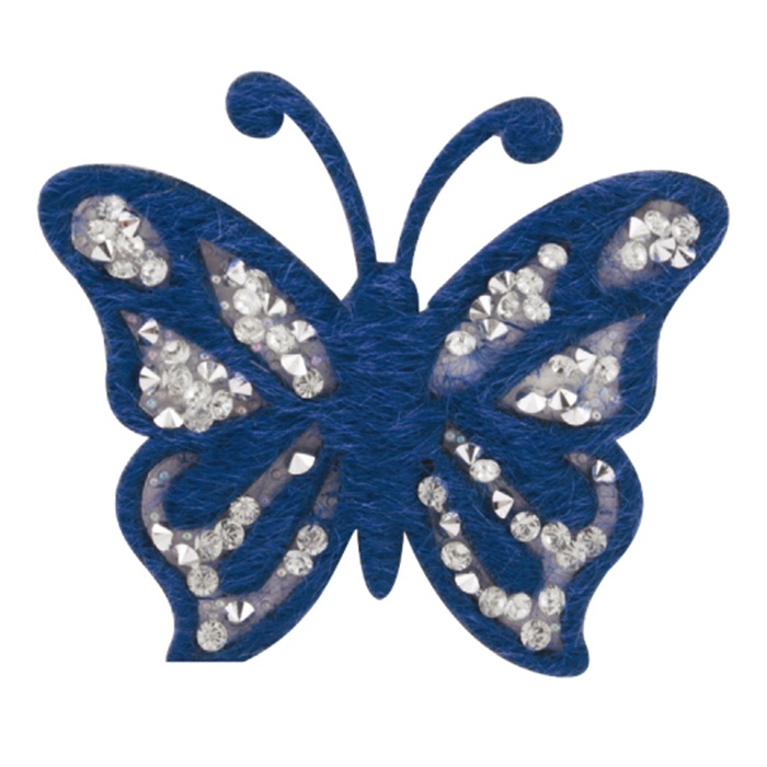 Foto de termoadhesivo strass mariposa 65X50 mm. azul
