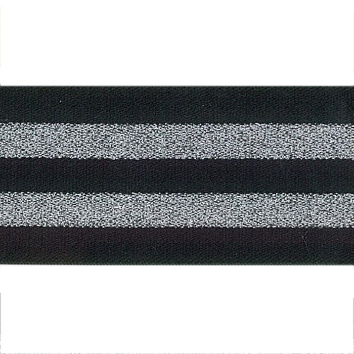 Foto de Elástico cinturón rayas negro, plata 40 mm
