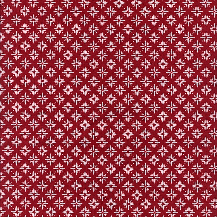 Foto de Tela algodón estampado geométrico rojo y blanco