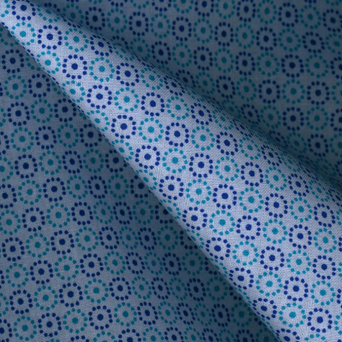 Foto de Tela algodón estampado geométrico azul