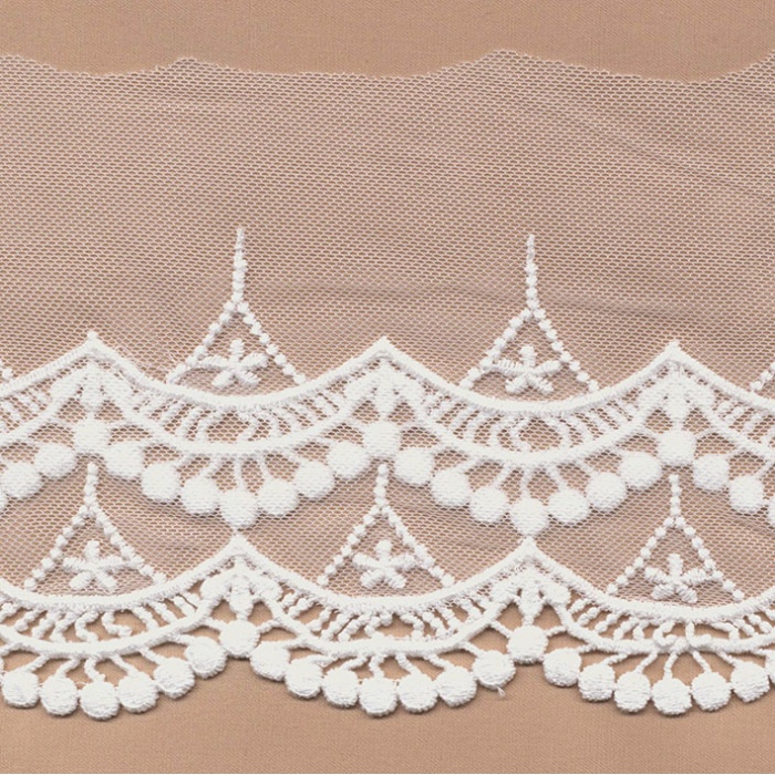 Foto de encaje bordado algodón / nylon blanco