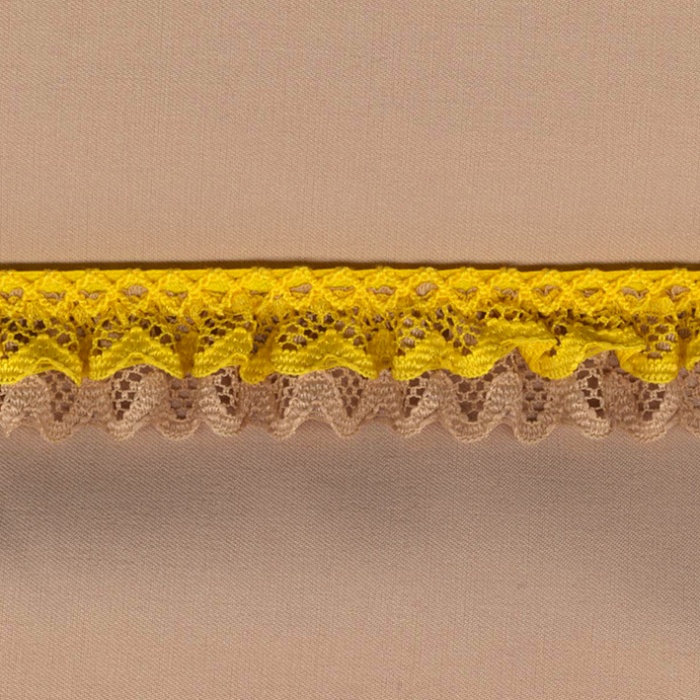 Plisado puntilla amarillo beige 25 mm