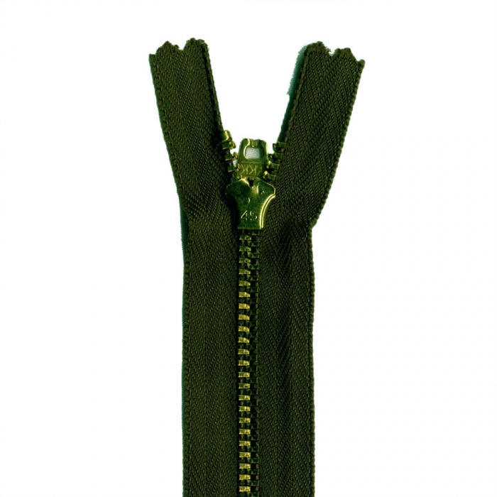 Cremallera metálica verde seco 16cm