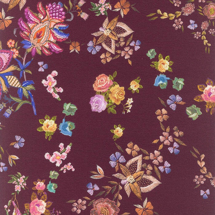 Foto de Punto jersey color berenjena con flores