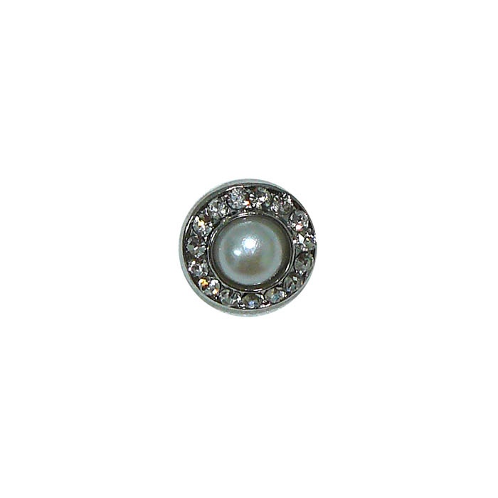 Botón joya 12mm perla y cristales